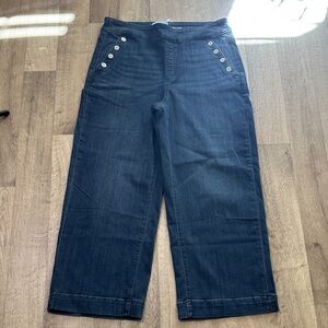 Chico’s Pull On Wide Leg Crop Dark Blue Jeans size 12R / Chico’s 2R